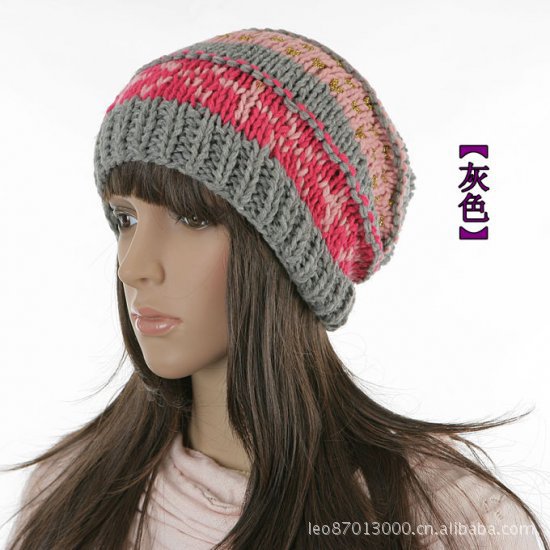 【i0028-3 女士冬款 针织手工羊毛线帽 成人帽