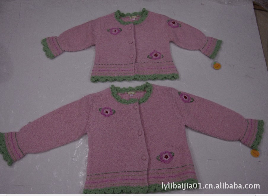 外贸 童装 <em>毛衣</em>花边领、花边袖、<em>底边</em>花边修饰