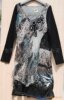 hc332 雪纺贴花连衣长裙 长袖 厚针织 欧美女装 2011新款