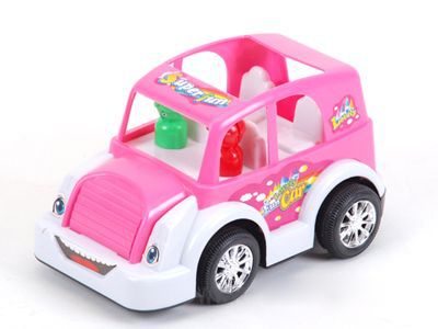 儿童卡通玩具车,粉红色坐人小卡车,惯性玩具车