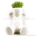 草娃娃小白人 陶瓷工艺品/创意礼品 青草种植 办公摆设