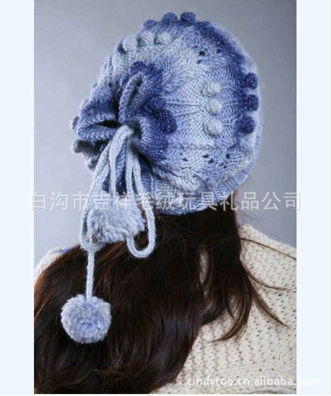 001002秋冬时尚 手工钩织 流苏 围巾帽子