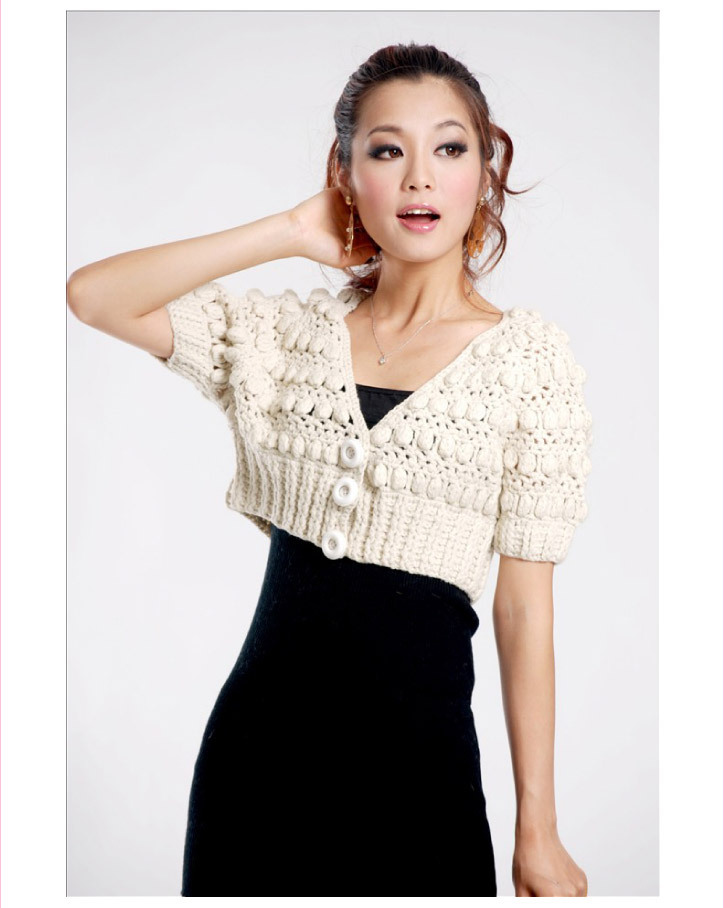 【2011冬季新款时尚手工<em>编织</em>短款短袖女士开