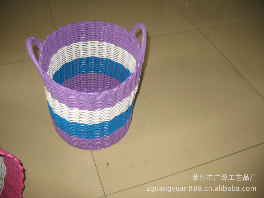 【供应纯手工塑料管编织,垃圾桶,洗衣篮,脏衣篮