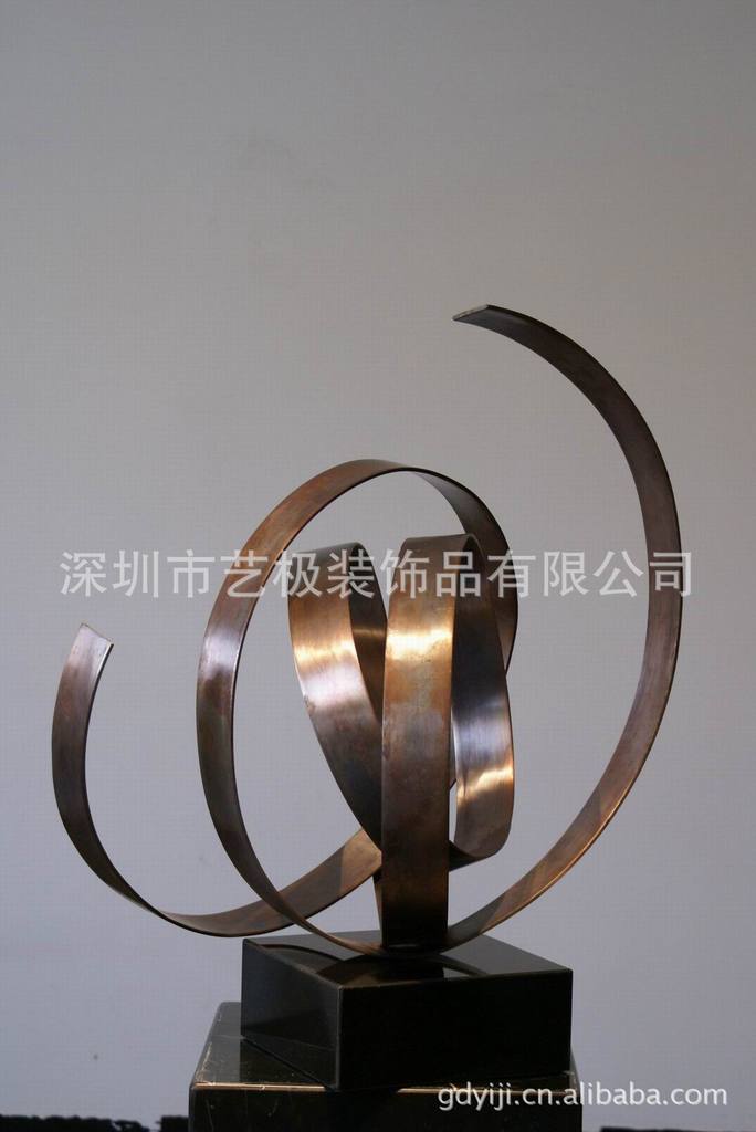 不锈钢雕塑摆件酒店艺术装饰品配饰飘带艺术品陈设大堂景观陈设品
