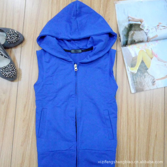 <em>批发</em>供应<em>纯棉</em>韩版休闲运动<em>马甲</em> 背心型拉链马