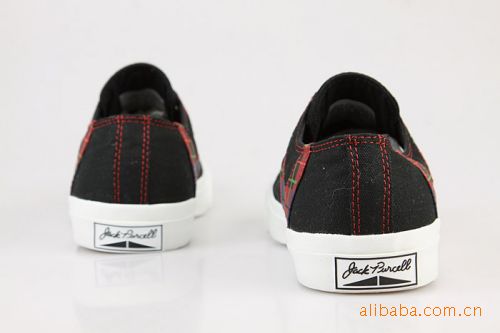 主打 匡威四月新款 开口笑红黑格子布低帮帆布