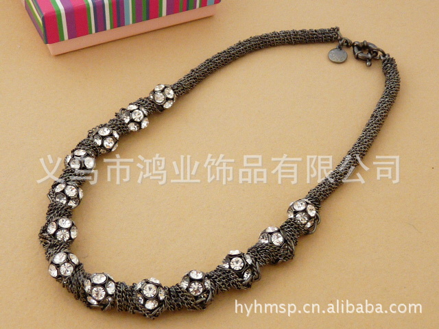 饰品复古欧美流行风手编合金镶钻<em>毛衣链</em> 欧洲
