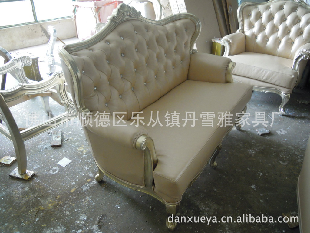 【丹雪雅】欧式新古典实木 半真皮沙发 豪华客