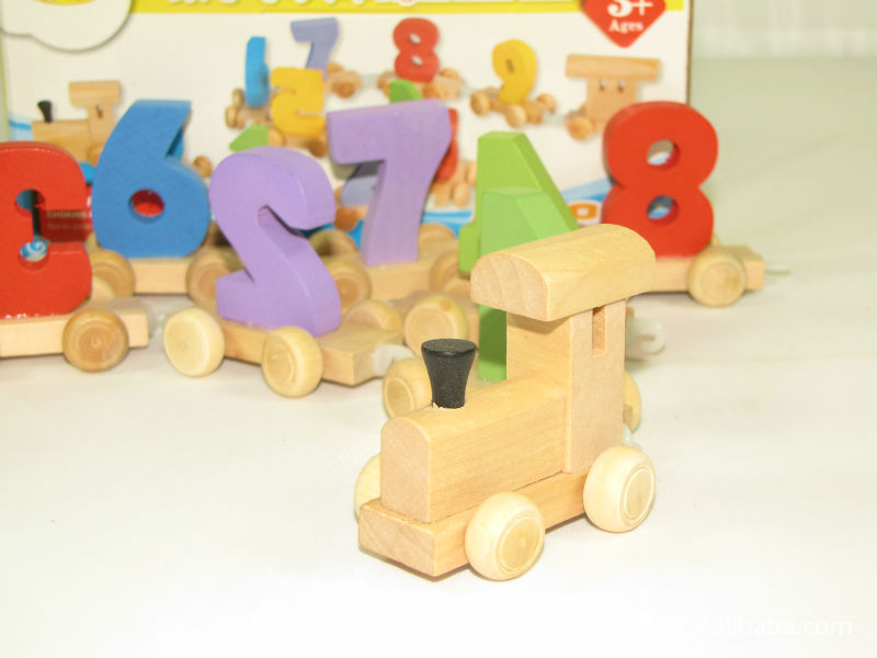 【供应木制玩具0-9数字小火车 趣味数字列车 儿