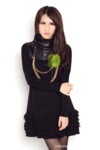 2011新款精品羊毛衫 高领玫瑰花短袖长款羊毛裙衣