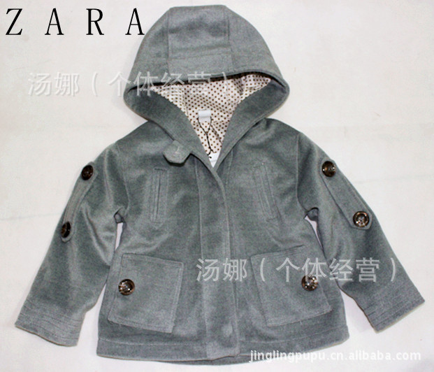 外贸ZA+RA男童/<em>女童连帽呢子</em>大衣<em>外套</em>3色 童