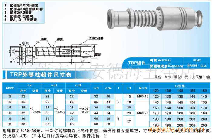 【供应冲压模具TRP外导柱】