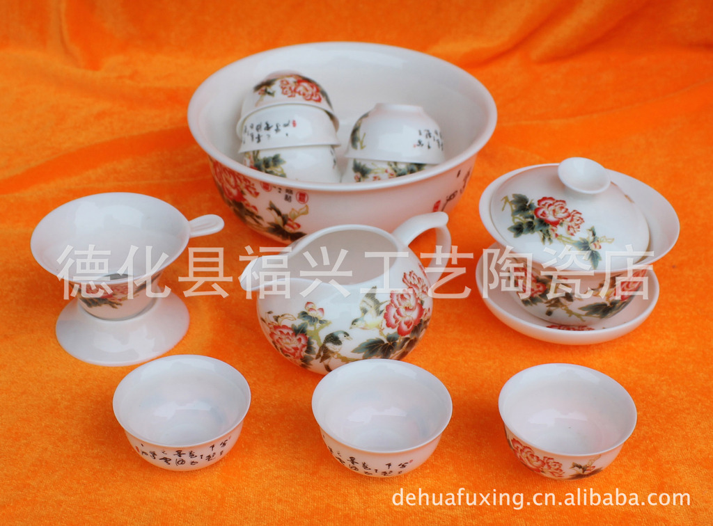厂家直销梅兰竹菊花功夫茶具14头茶具纪念茶
