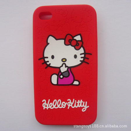 供應廠傢定做Hello Kitty IPHONE4公仔貓圖案蘋果手機套|工廠,批發,進口,代購