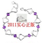 925纯银手链批发 特A天然紫水晶浪漫爱心手链 银饰品 热卖千件