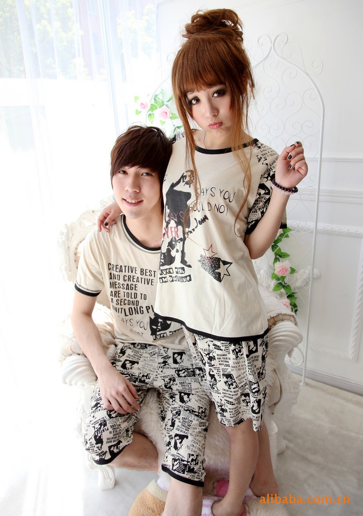 2011夏季新款高贵针织短袖纯棉情侣睡衣男女家居服套装 k103 41.