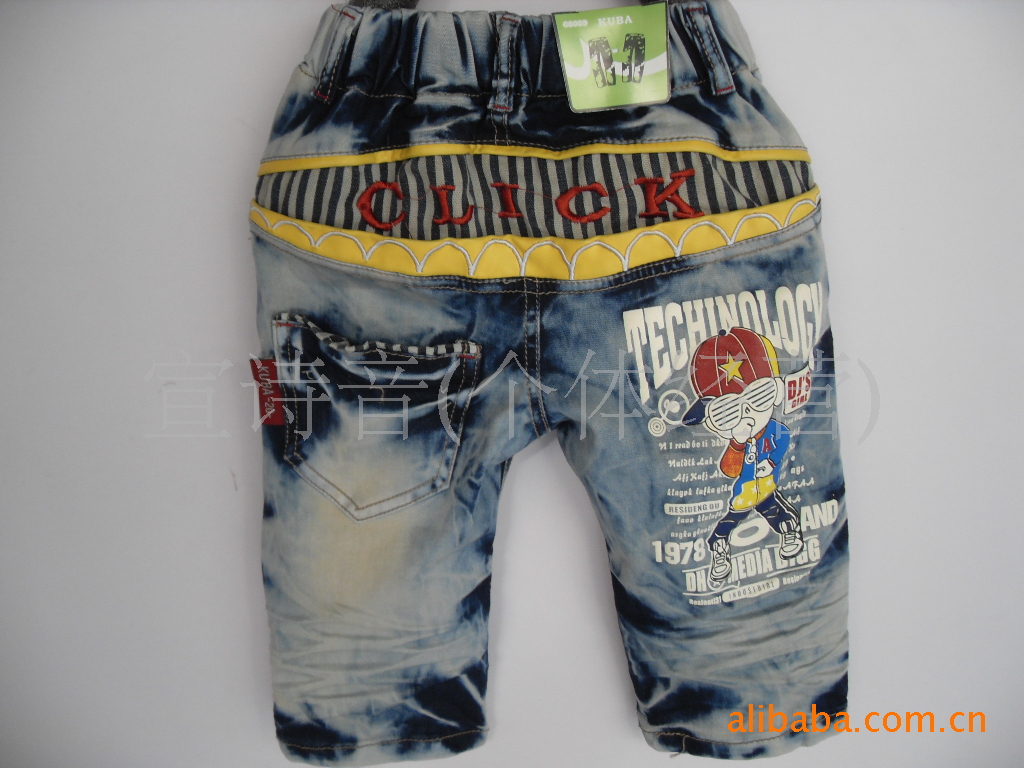 【高档精品夏款男童卡通小子牛仔<em>马裤</em> 酷吧】