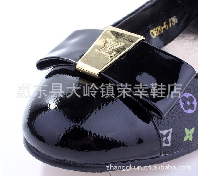 外贸原单 新款|<em>三彩</em>真皮<em>女鞋</em>胡蝶结平底单鞋芭