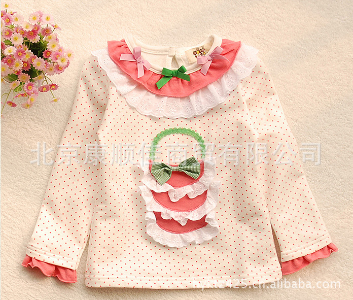 2012贝蕾地秋装新款韩版波点女童长袖T恤儿童