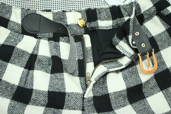 <em>英伦</em>风中腰 <em>格子短裤女秋冬</em> 热裤 修身呢子靴裤