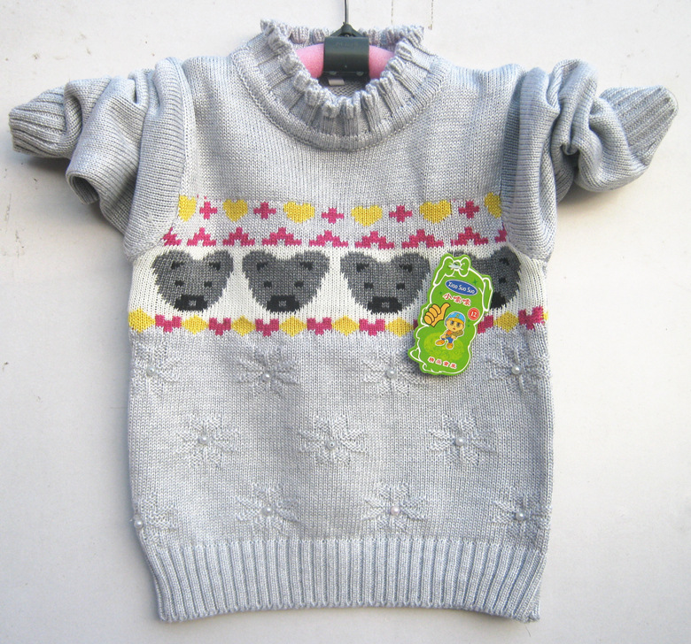 小熊头图案女童<em>毛衣</em> 高性价比秋冬款<em>女孩毛衣</em>