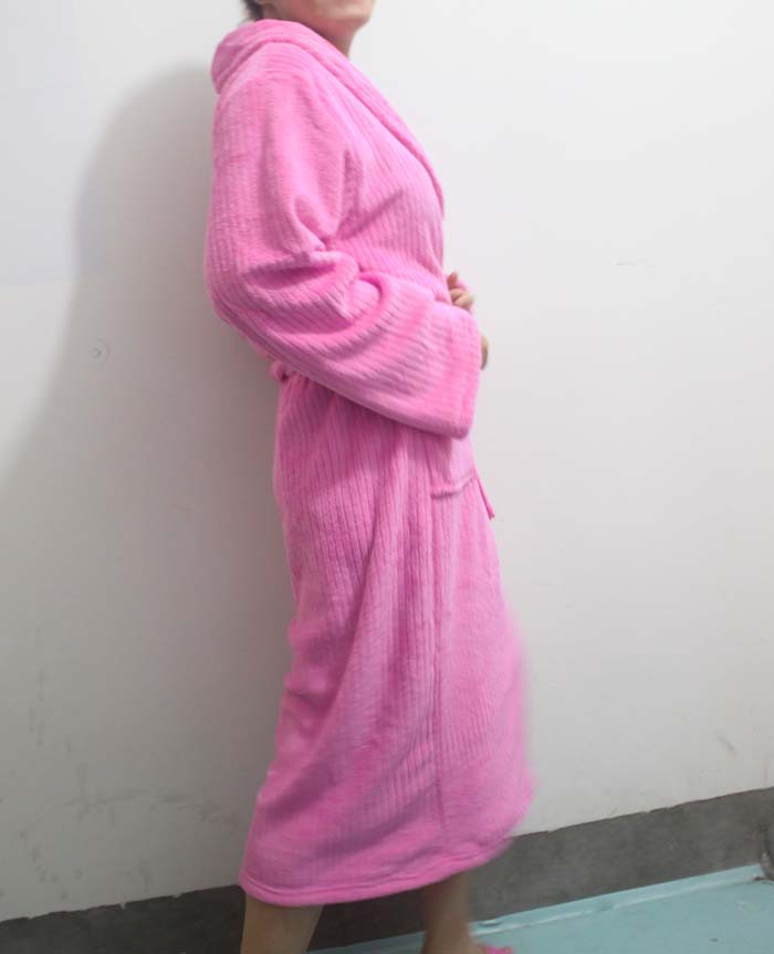 【<em>珊瑚绒睡袍</em>竖条纹西瓜红家居服<em>睡衣</em>女】价格