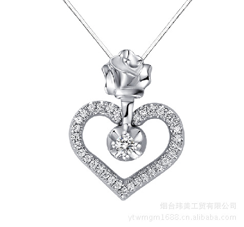 天然SI-IJ钻石吊坠 送女友 结婚礼品 18K金 0.2