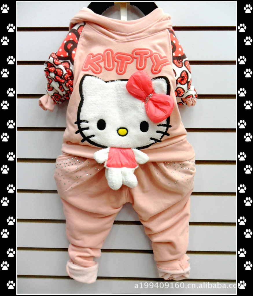 采购童套装-供应儿童秋款全棉运动套装,女款H