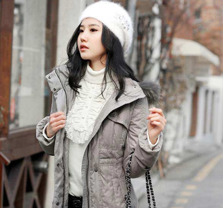 12年韩国新款秋冬装 蕾丝花边长袖高领中长款