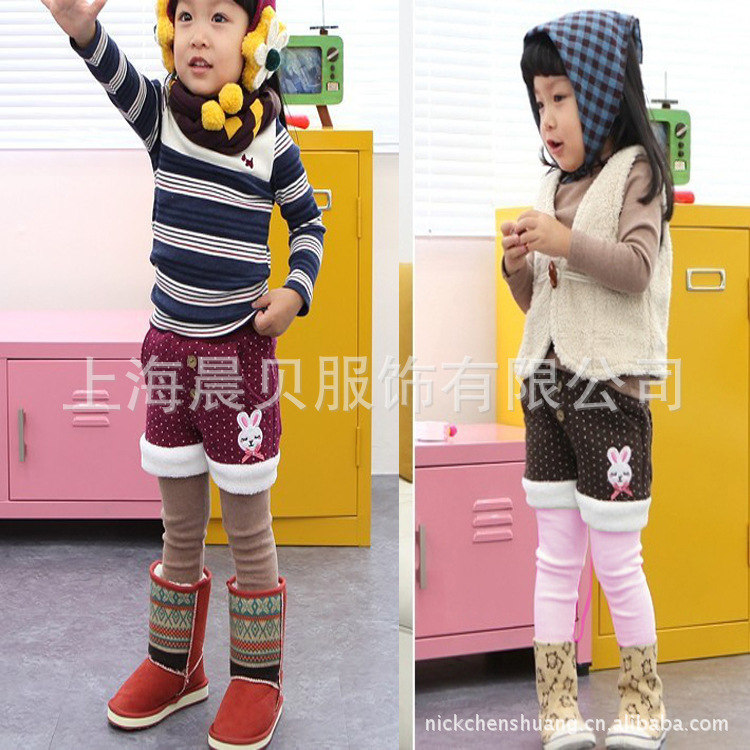 童裤-12<em>秋冬</em>款 韩单可爱<em>搭配短裤</em>+珊瑚绒暖倍