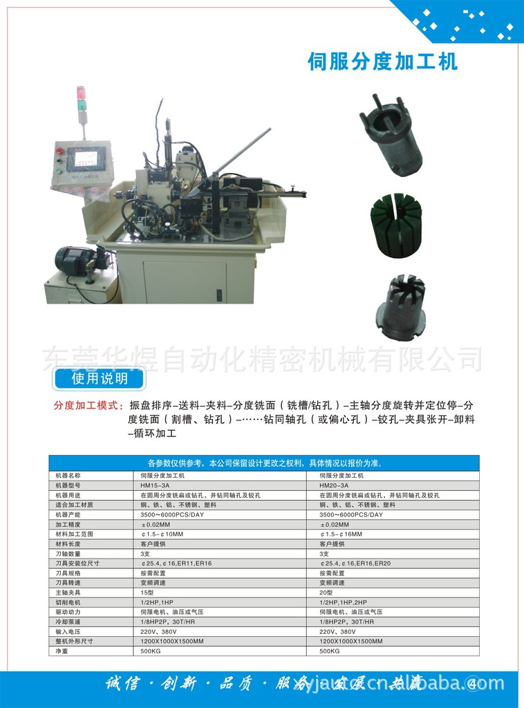 伺服分度加工機