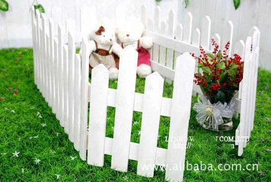 木制白色高低围栏 木栅栏 花槽 宠物围栏 实木栅