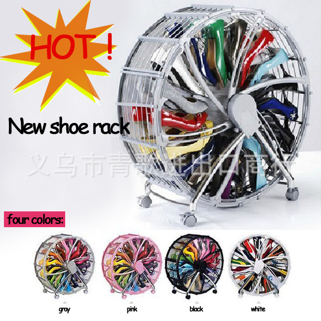 Supply New Household Goods Round Shoes Cabinet Shoe Rack Small Ferris Wheel Rotating Shoe Rack Plastic Shoe Rack