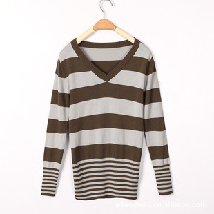 2012秋款 大码女装欧美单专柜同款大V领简约毛衣秋款新款