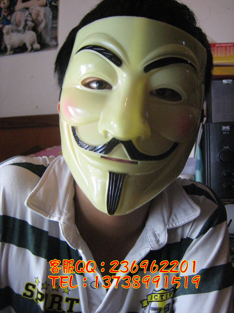 万圣节面具 v脸仇杀面具 v字仇杀队面具 白色特工面具 白色v脸