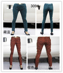 【牛仔裤】309#2012春装新品 彩色打底裤字母百搭小脚裤 2色入