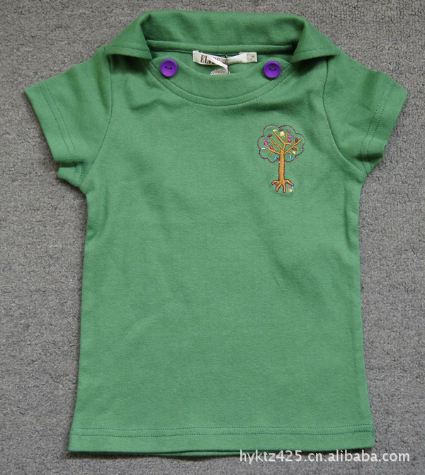 【童装T恤 女童短袖 韩版背后带苹果图案超可