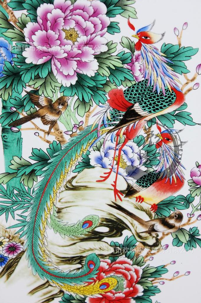 【hc-34 景德镇 陶瓷 粉彩 瓷板画 装饰画 中堂 