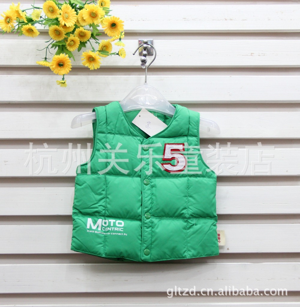 小童羽绒<em>马夹</em> 小嘟嘟双层压线5字<em>英文</em>羽绒<em>马夹</em>