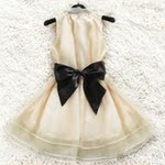 2012夏季新款 日韩系带蝴蝶结 小蓬蓬裙网纱无袖气质连衣裙*Z9298