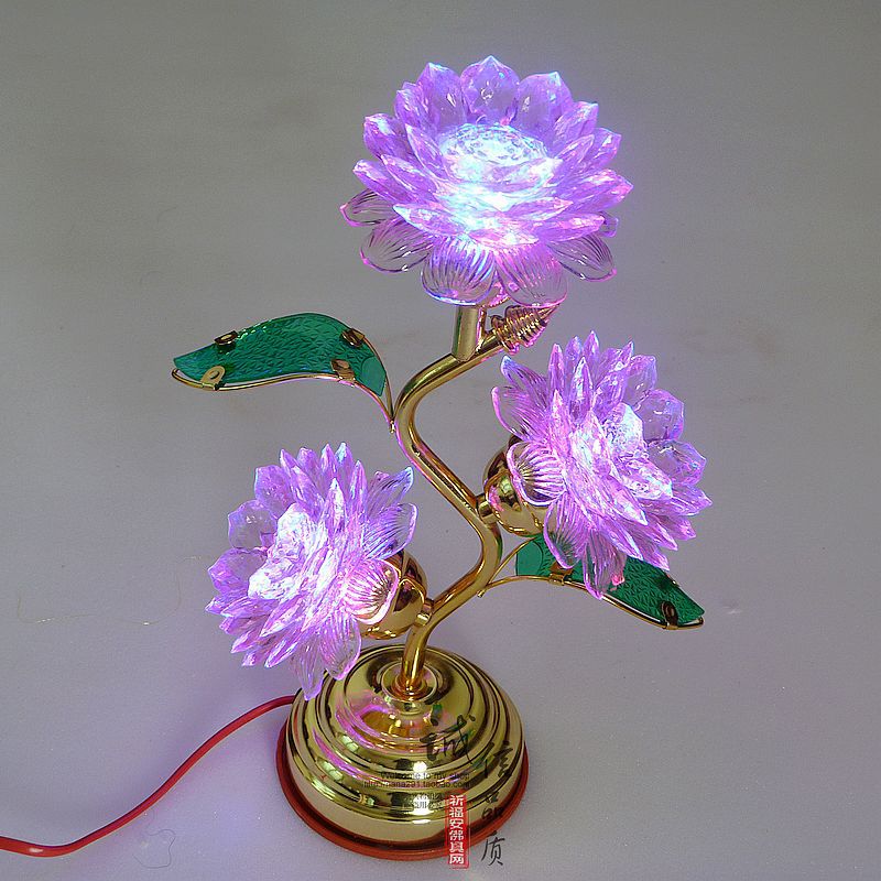 佛教用品led莲花灯 佛灯/供灯/七彩莲花灯/s型仿水晶莲花灯