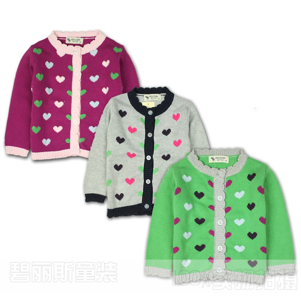 外贸 AF<em>心型</em>童<em>毛衣</em> 女童开衫 针织衫 圆领长袖