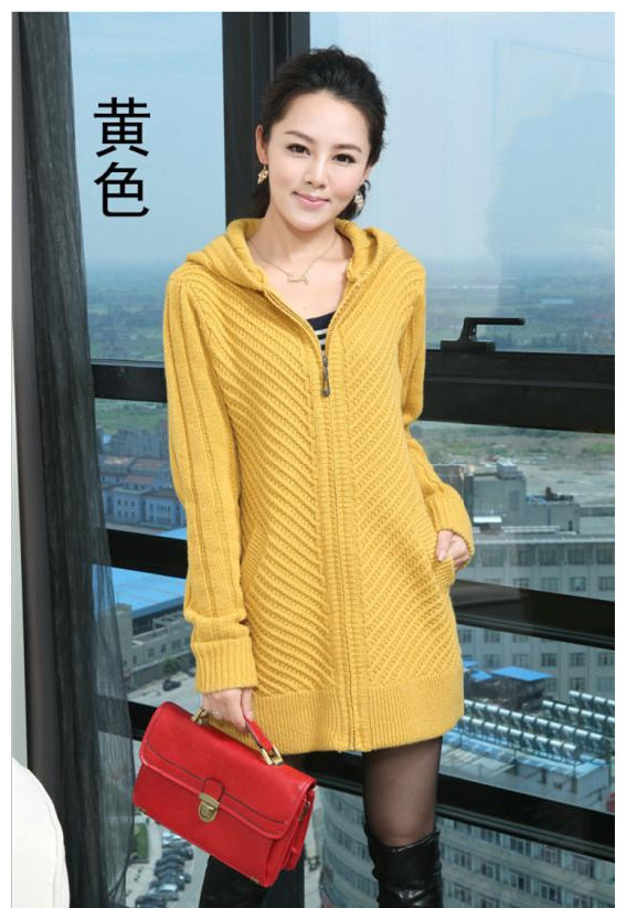 2012女款冬装 韩版新款<em>羊毛衫</em> 毛衣<em>开衫</em>中<em>长款</em>
