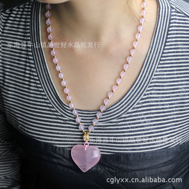 <em>批发</em>采购衣饰-秋冬新款纯天然粉<em>水晶毛衣链</em>项