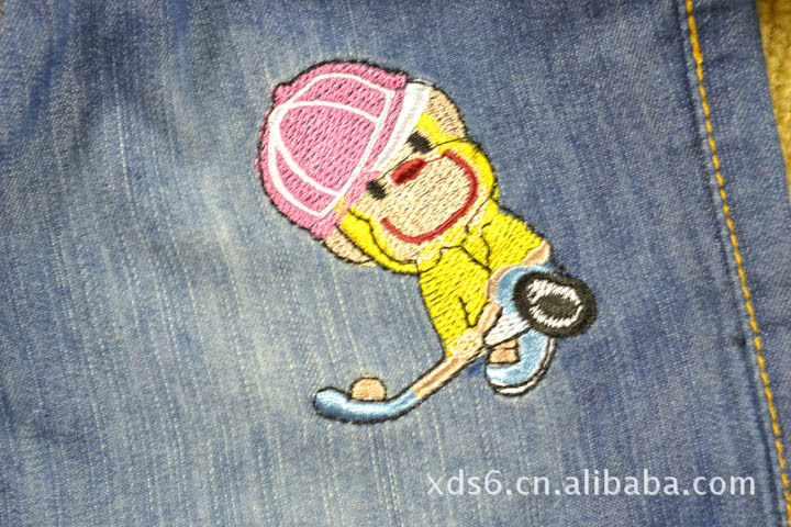 【日韩外贸新款棒球小子<em>大嘴猴</em>印花男童<em>牛仔短</em>