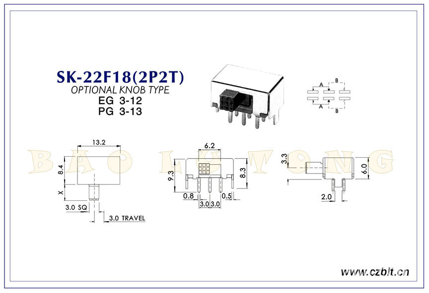 【现货拨动开关SK22F18,玩具蚊拍手电筒低电