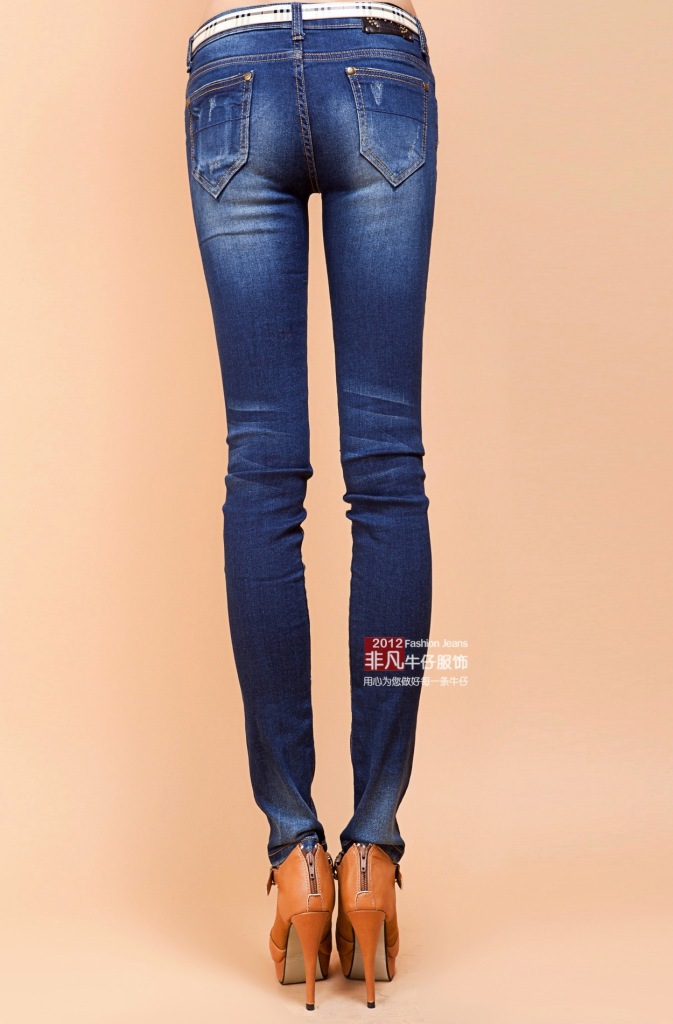 广州高档牛仔裤批发 韩版女式弹力低腰小脚裤