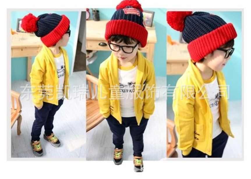 韩版童装 R字母<em>外套</em> 男女<em>童开衫外套</em> 广州童装