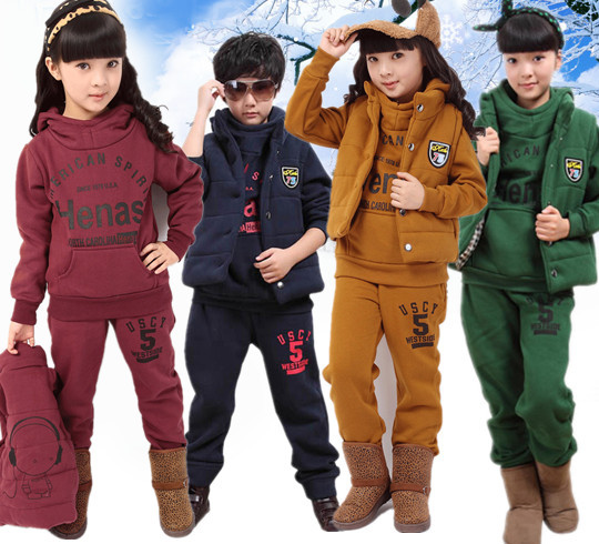 男童女童冬季儿童运动服装冬装加厚卫衣小中童
